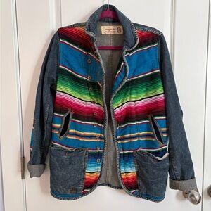 Colorful Striped Denim Jacket